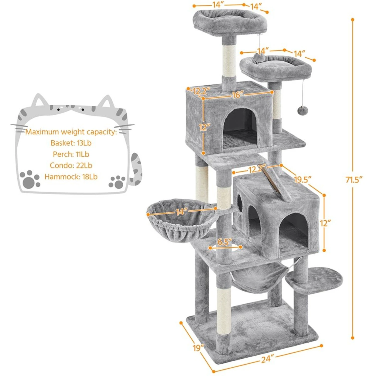 Yaheetech Multi-Level 71.5-in Cat Tree 5 Yaheetech Multi-Level 71.5-in Cat Tree - Image 3