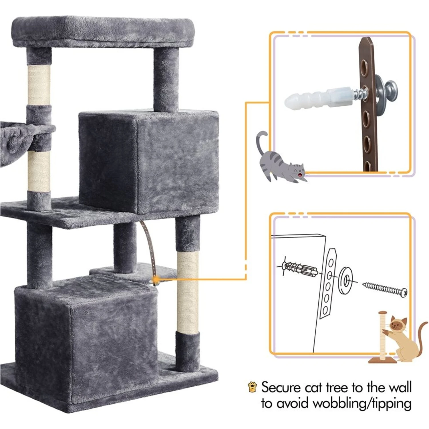Yaheetech 46.5-in Plush Cat Tree & Condo 9 Yaheetech 46.5-in Plush Cat Tree & Condo - Image 7