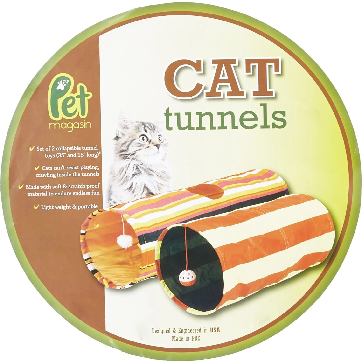 Pet Magasin Collapsible Cat Tunnel Toys, 2-pack 4 Pet Magasin Collapsible Cat Tunnel Toys, 2-pack - Image 2