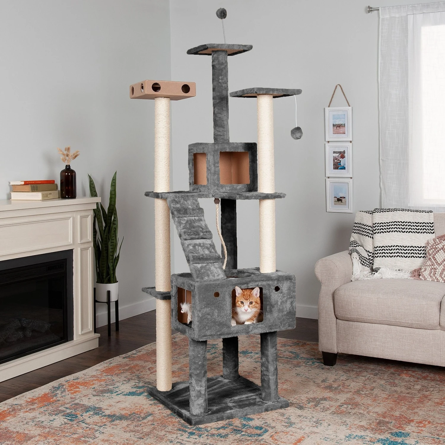 Tiger Tough Double Decker Playground 69.3-in Faux Fur Cat Tree & Condo 2 Tiger Tough Double Decker Playground 69.3-in Faux Fur Cat Tree & Condo