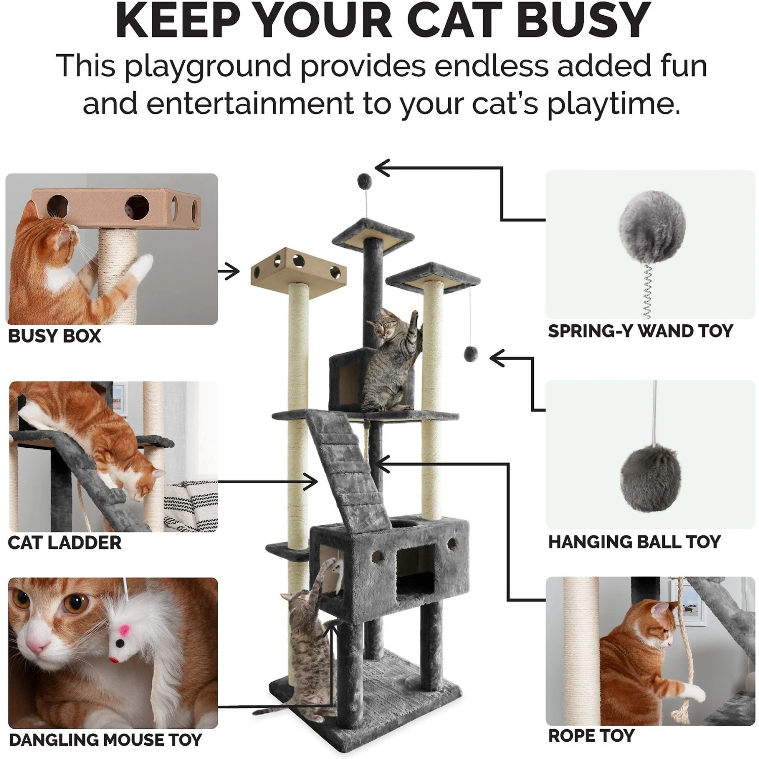 Tiger Tough Double Decker Playground 69.3-in Faux Fur Cat Tree & Condo 6 Tiger Tough Double Decker Playground 69.3-in Faux Fur Cat Tree & Condo - Image 5