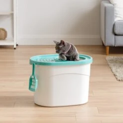 IRIS USA Large Round Top Entry Cat Litter Box & Scoop -Cat Supplies 156874 PT3. AC SS1800 V1680804036