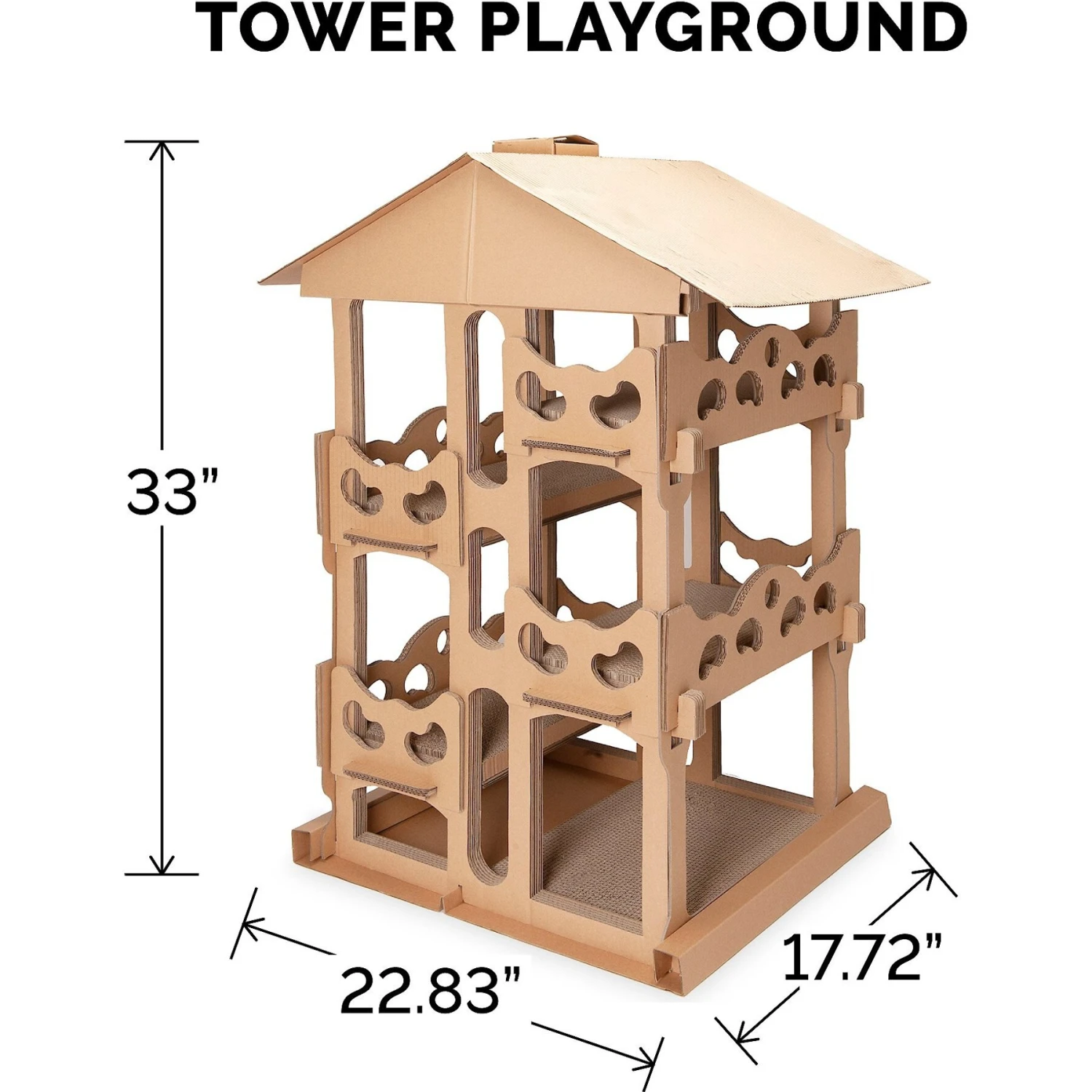 Tiger Tough Tower Playground 22.83-in Corrugated Cat Tree 4 Tiger Tough Tower Playground 22.83-in Corrugated Cat Tree - Image 2