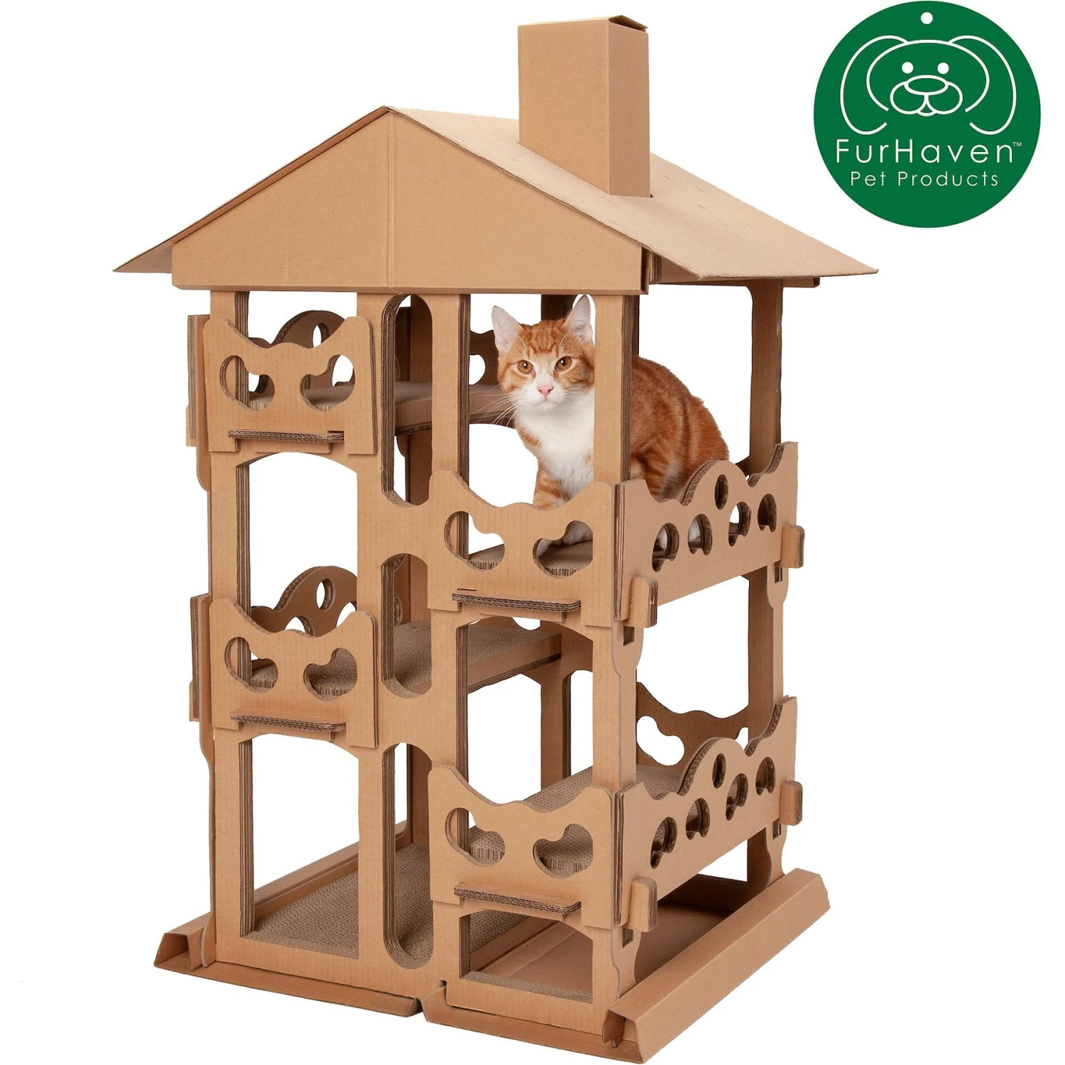 Tiger Tough Tower Playground 22.83-in Corrugated Cat Tree 6 Tiger Tough Tower Playground 22.83-in Corrugated Cat Tree - Image 4