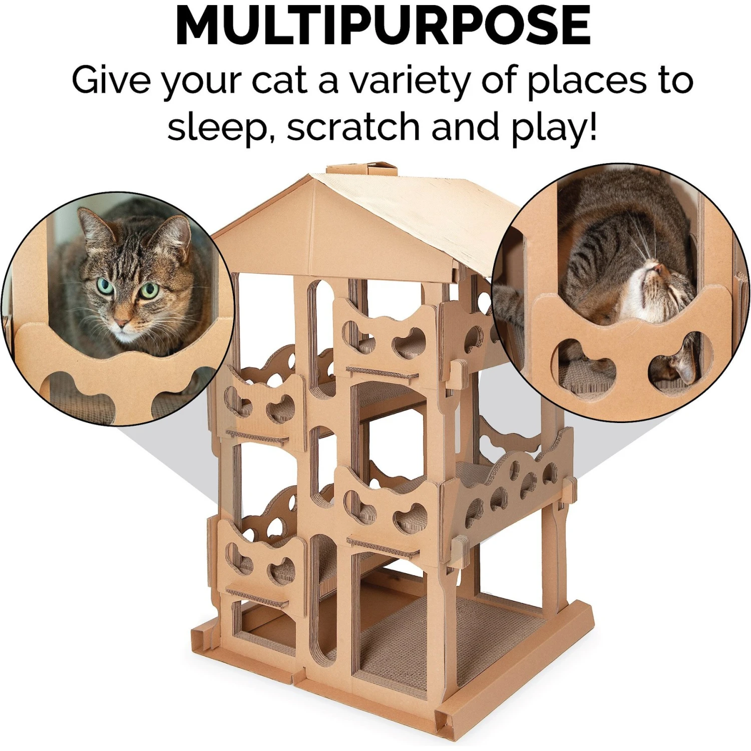 Tiger Tough Tower Playground 22.83-in Corrugated Cat Tree 8 Tiger Tough Tower Playground 22.83-in Corrugated Cat Tree - Image 6