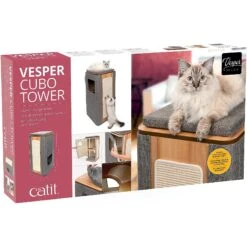 Vesper Cubo Tower 34.25-in Modern Cat Condo -Cat Supplies 182899 PT7. AC SS1800 V1583964779