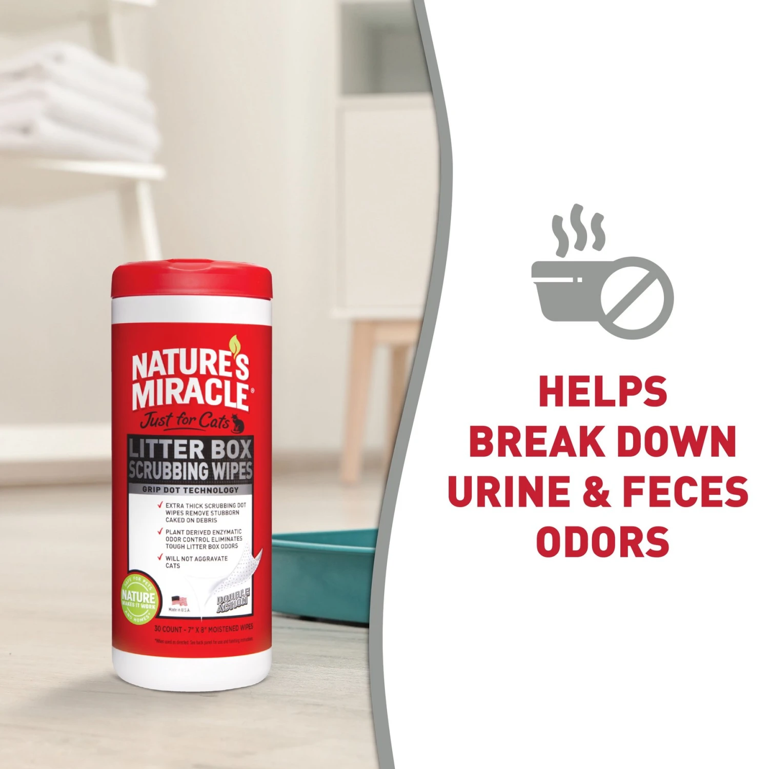 Nature's Miracle Cat Litter Box Scrubbing Wipes 6 Nature's Miracle Cat Litter Box Scrubbing Wipes - Image 4