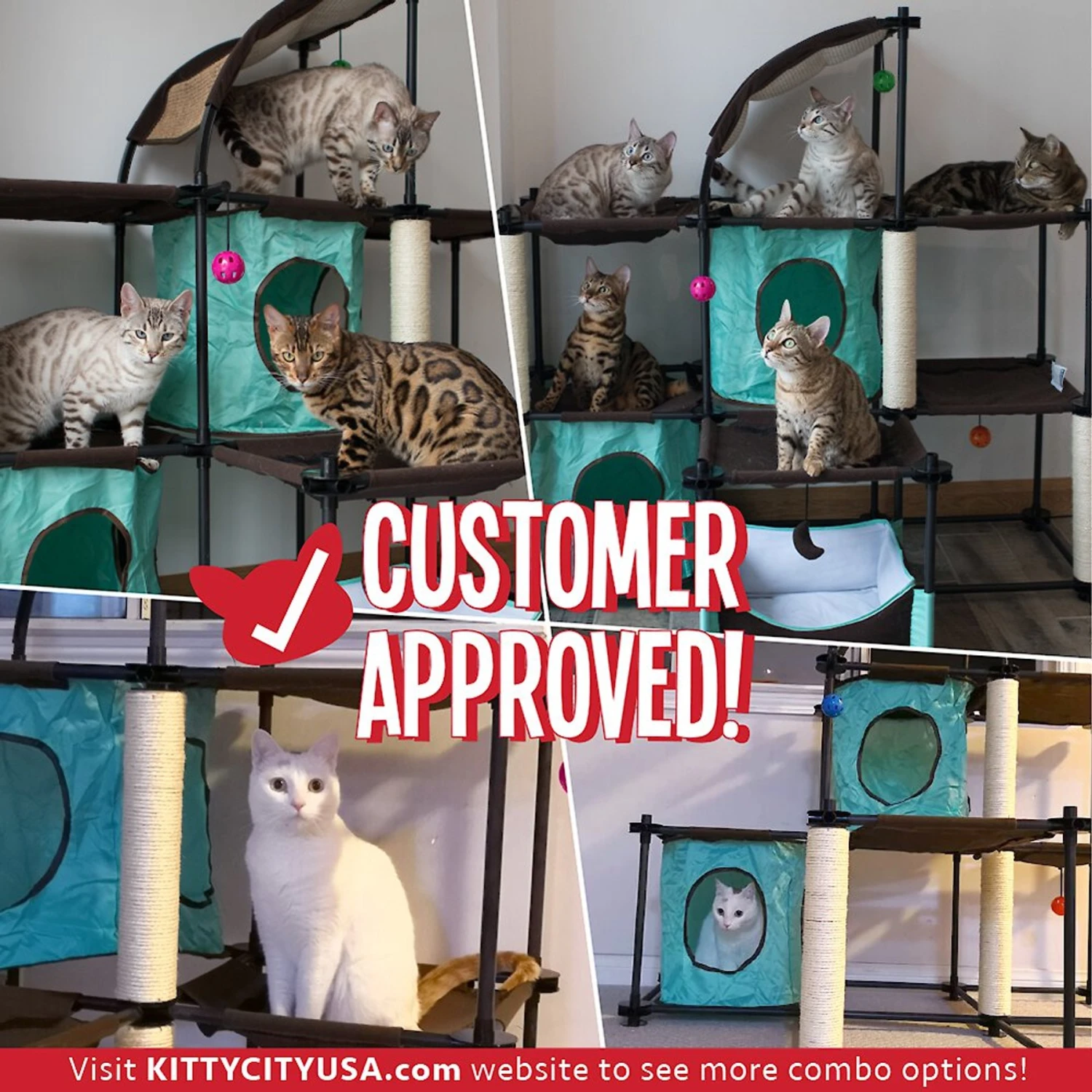 Kitty City Claw Mega Kit 46.75-in Faux Fleece Cat Tree & Condo 5 Kitty City Claw Mega Kit 46.75-in Faux Fleece Cat Tree & Condo - Image 3