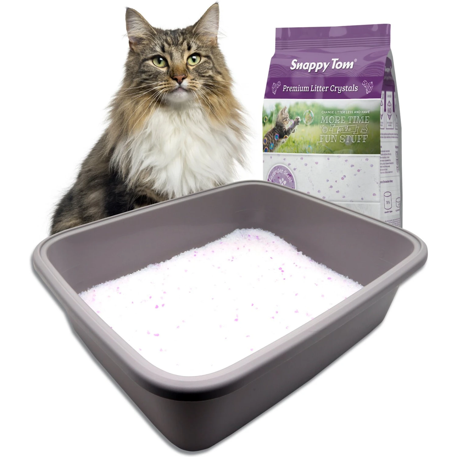 Snappy Tom Natural Lavender Scented Non-Clumping Crystal Cat Litter 4 Snappy Tom Natural Lavender Scented Non-Clumping Crystal Cat Litter - Image 2