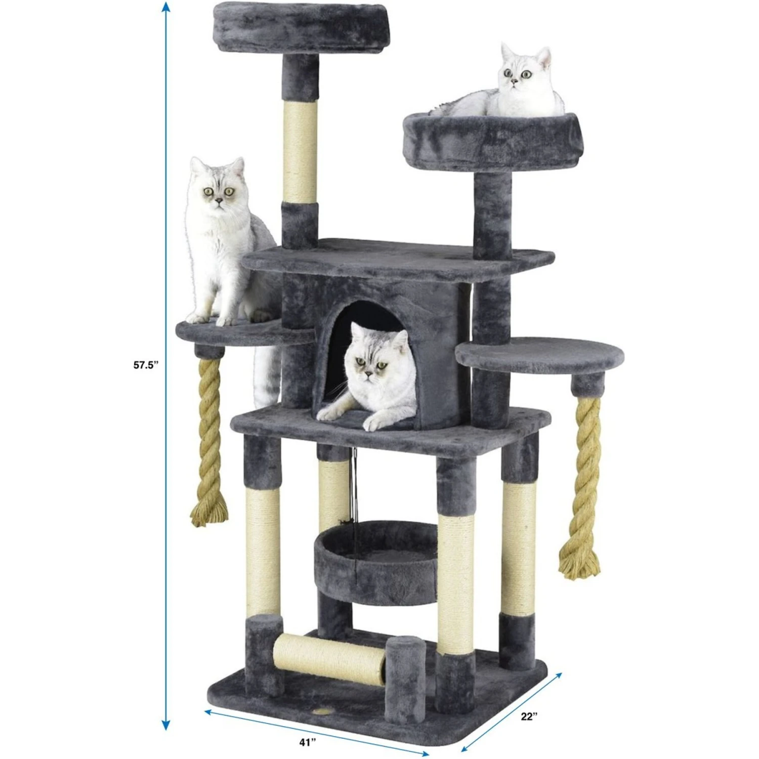 Go Pet Club 57.5-in Faux Fur Cat Tree & Condo 6 Go Pet Club 57.5-in Faux Fur Cat Tree & Condo - Image 4