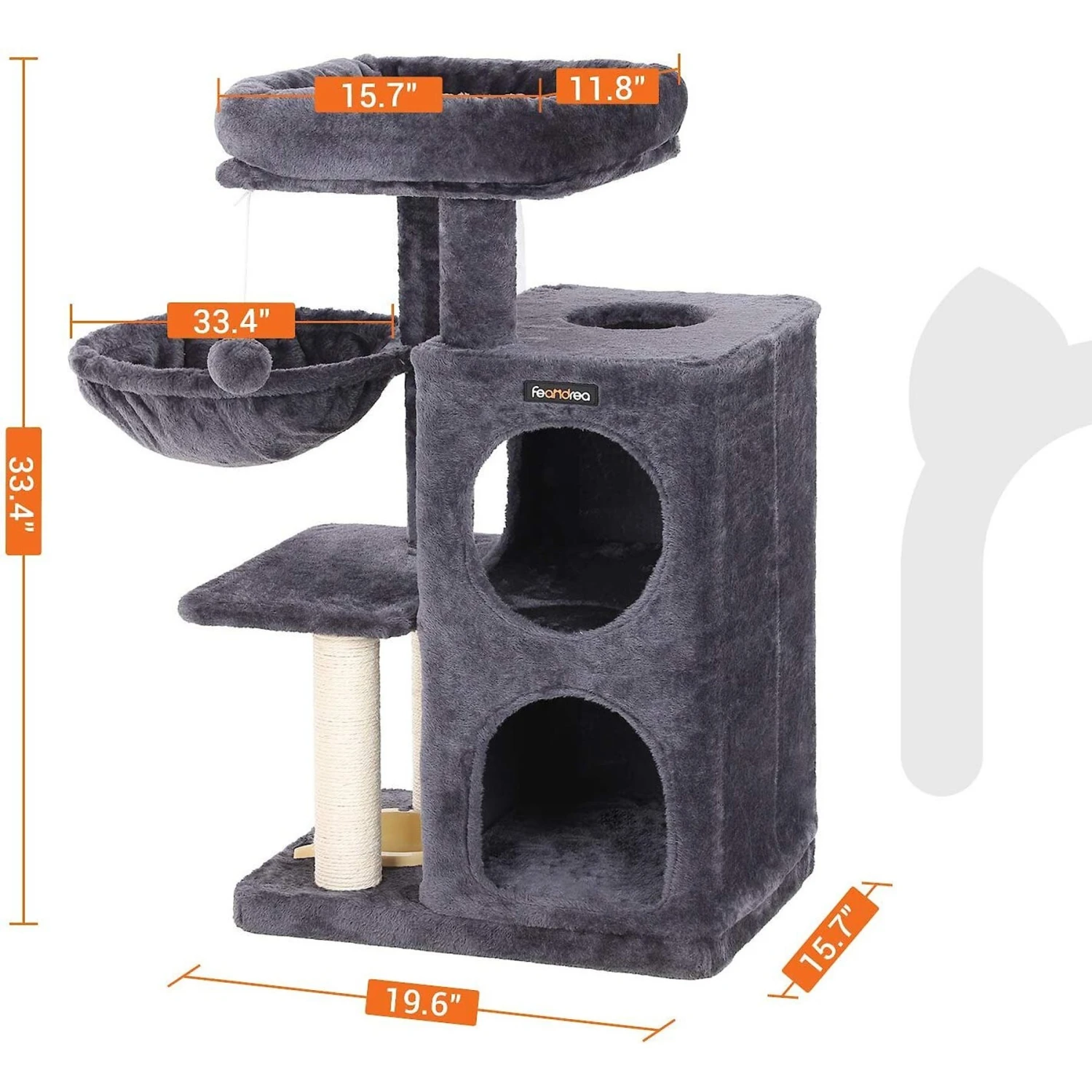 FEANDREA 32.7-in Faux Fleece Cat Tree & Condo 4 FEANDREA 32.7-in Faux Fleece Cat Tree & Condo - Image 2