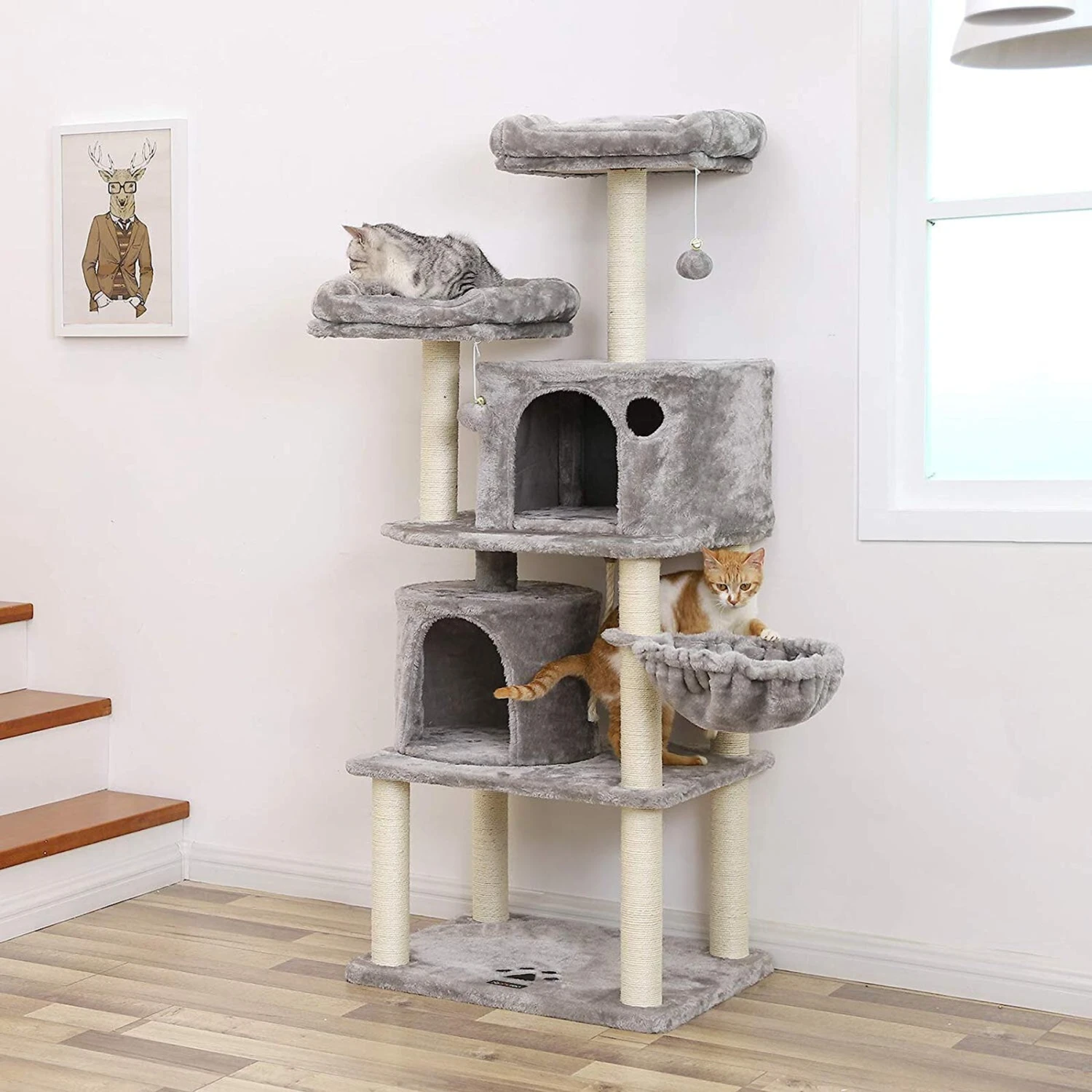 FEANDREA 55.1-in Faux Fleece Cat Tree & Condo 11 FEANDREA 55.1-in Faux Fleece Cat Tree & Condo - Image 9
