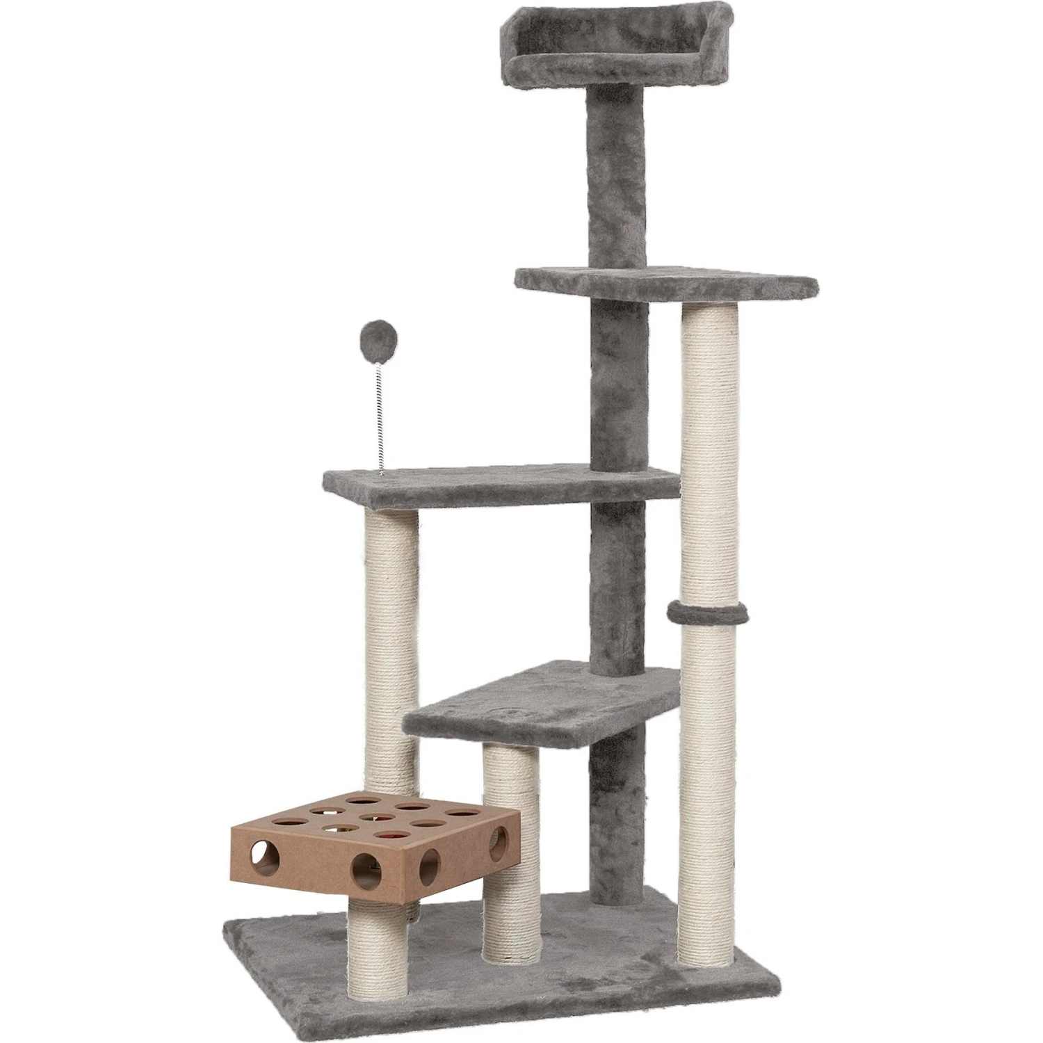 Tiger Tough Play Stairs 49.5-in Faux Fur Cat Tree 5 Tiger Tough Play Stairs 49.5-in Faux Fur Cat Tree - Image 3