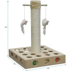 Go Pet Club 20-in IQ Busy Box Cat Scratching Post & Toys, Beige -Cat Supplies 216908 PT3. AC SS1800 V1671226285