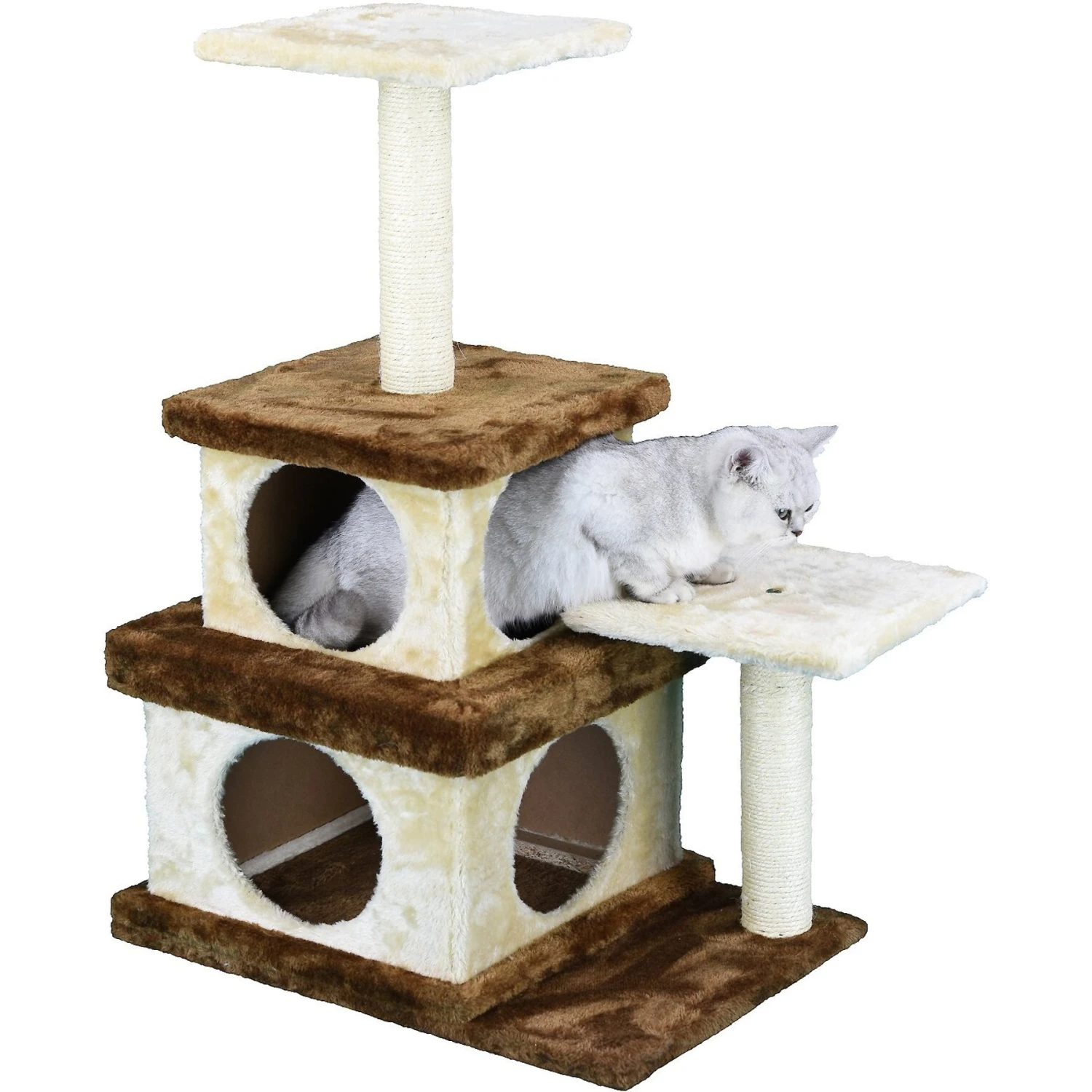 Go Pet Club 32-in Economical Cat Tree House, Beige/Brown 4 Go Pet Club 32-in Economical Cat Tree House, Beige/Brown - Image 2
