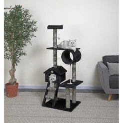 Go Pet Club 60-in Sisal Posts Cat Tree Condo, Black