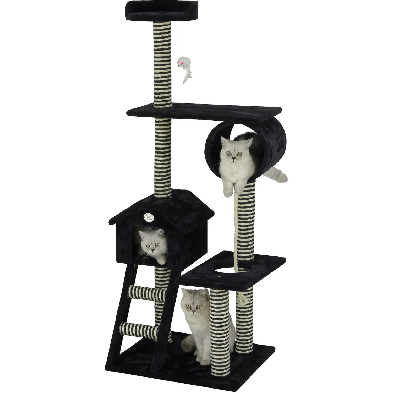 Go Pet Club 60-in Sisal Posts Cat Tree Condo, Black 4 Go Pet Club 60-in Sisal Posts Cat Tree Condo, Black - Image 2
