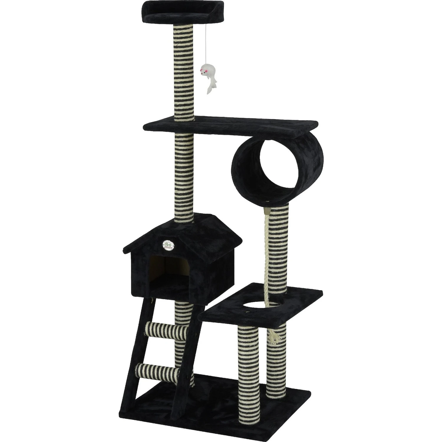 Go Pet Club 60-in Sisal Posts Cat Tree Condo, Black 5 Go Pet Club 60-in Sisal Posts Cat Tree Condo, Black - Image 3
