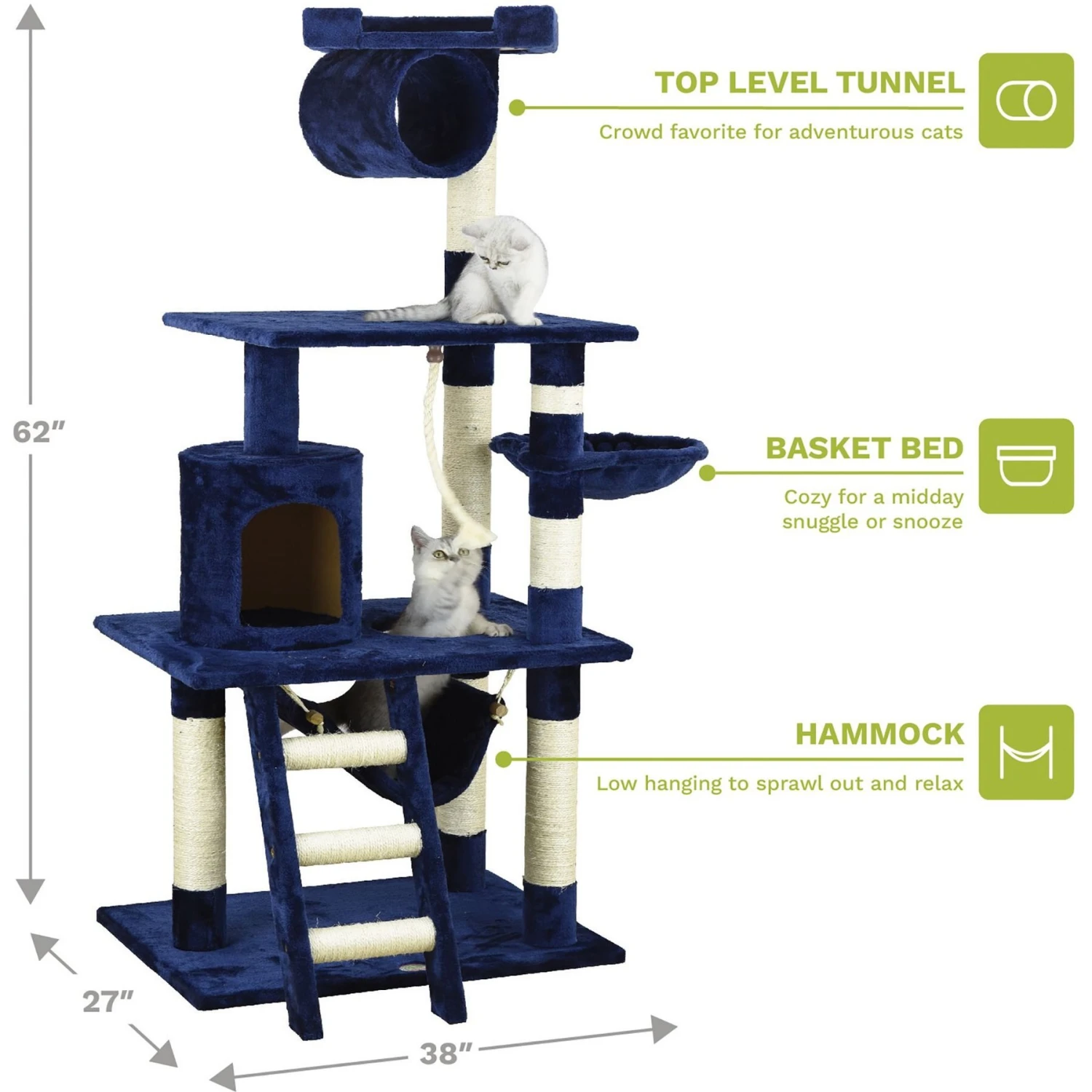 Go Pet Club 62-in Faux Fur Cat Tree & Condo 4 Go Pet Club 62-in Faux Fur Cat Tree & Condo - Image 2