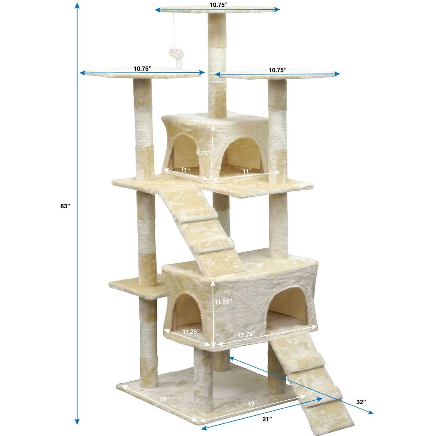 Go Pet Club 63-in Economical Sisal Cat Tree 6 Go Pet Club 63-in Economical Sisal Cat Tree - Image 4