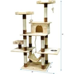 Go Pet Club 70-in IQ Busy Box Cat Tree Condo, Beige -Cat Supplies 217132 PT3. AC SS1800 V1671226287