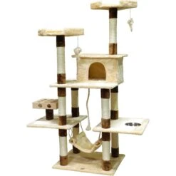 Go Pet Club 70-in IQ Busy Box Cat Tree Condo, Beige -Cat Supplies 217132 pt2. AC SS1800 V1579196010