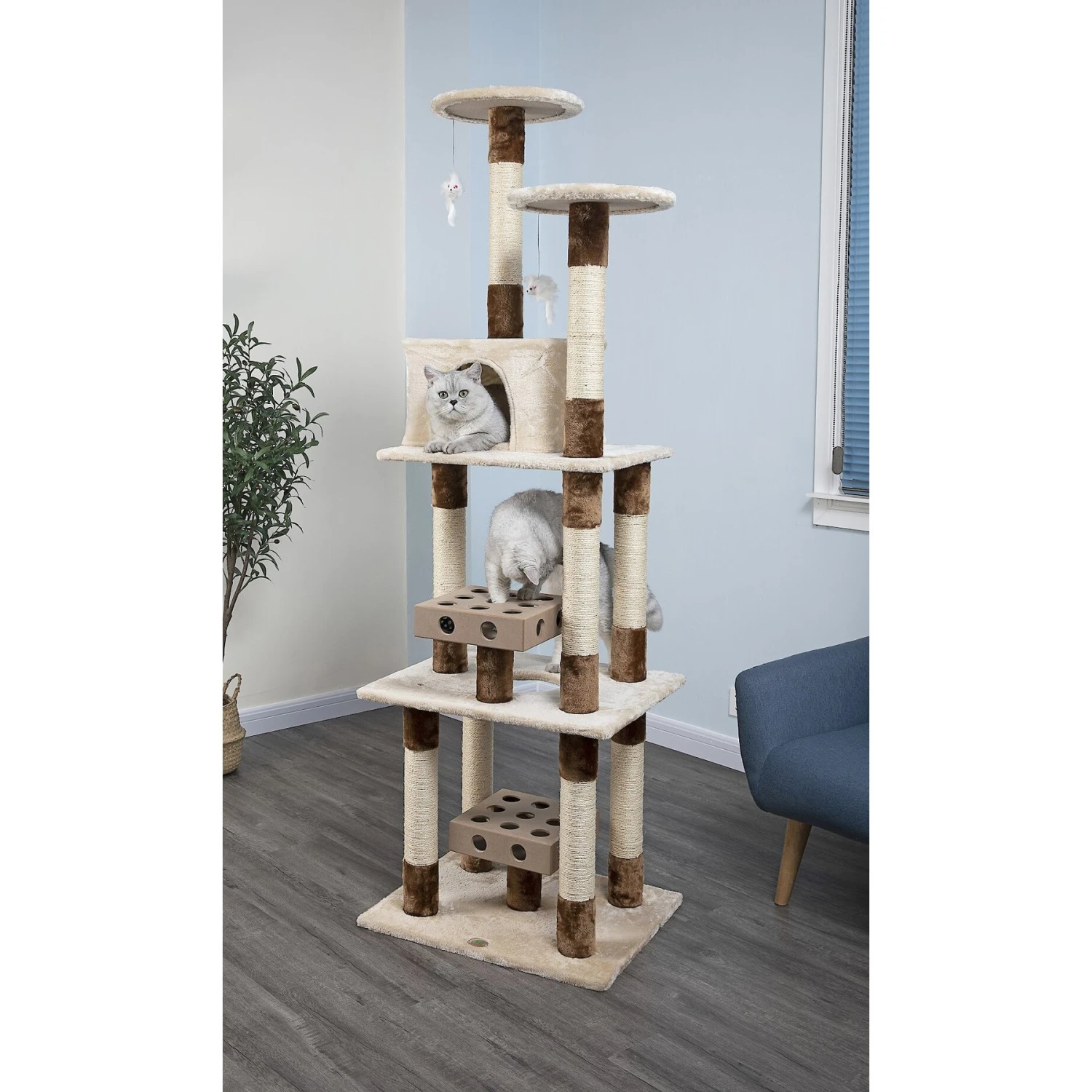 Go Pet Club 74-in IQ Busy Box Cat Tree Condo, Beige 3 Go Pet Club 74-in IQ Busy Box Cat Tree Condo, Beige