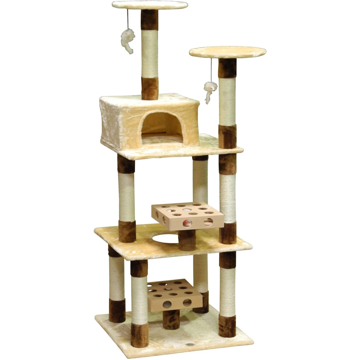 Go Pet Club 74-in IQ Busy Box Cat Tree Condo, Beige 5 Go Pet Club 74-in IQ Busy Box Cat Tree Condo, Beige - Image 3