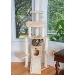 Armarkat 58-in Cat Tower & Ramp Cat Tree, Beige -Cat Supplies 218997 PT4. AC SS1800 V1603290081