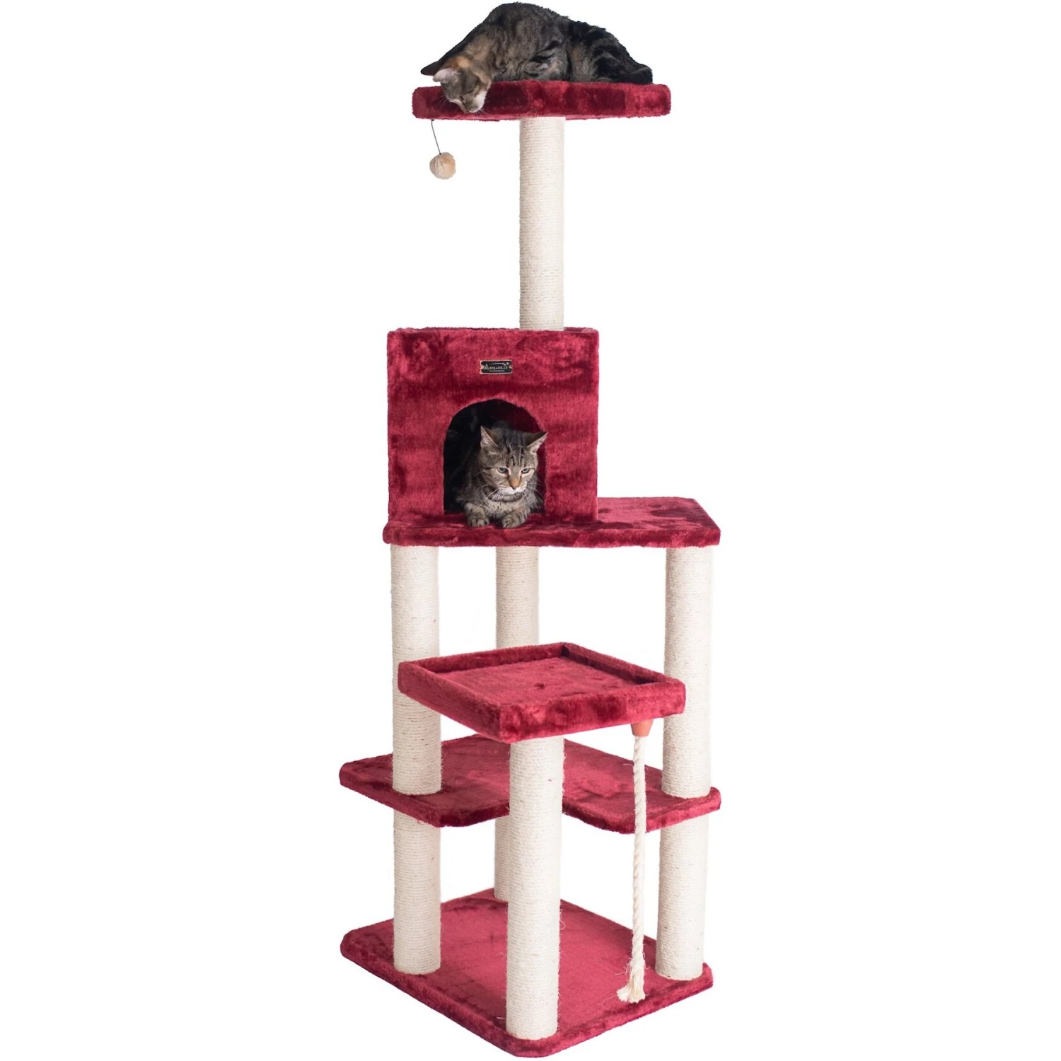 Armarkat 69-in Faux Fur Covered House & Cat Tree 3 Armarkat 69-in Faux Fur Covered House & Cat Tree