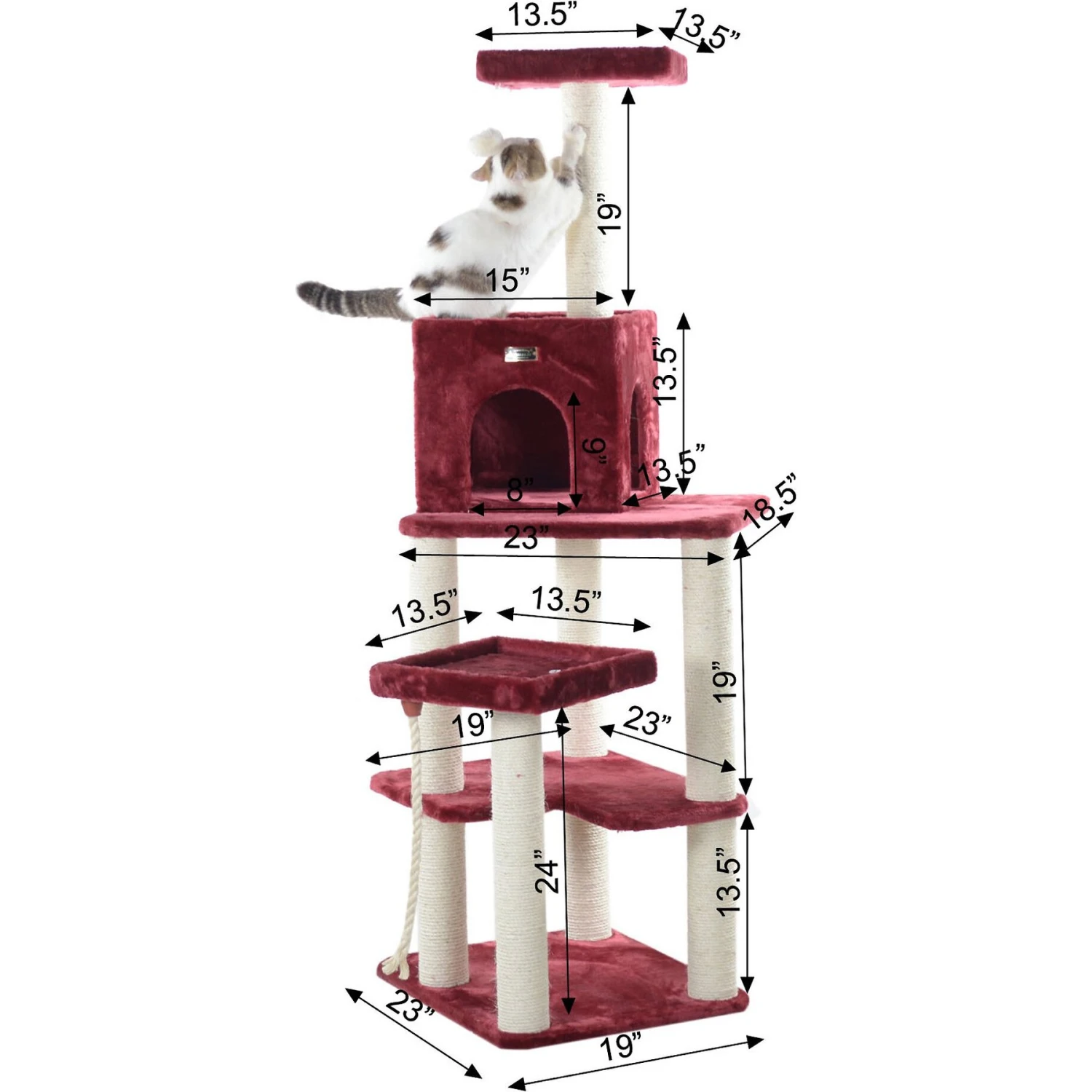 Armarkat 69-in Faux Fur Covered House & Cat Tree 4 Armarkat 69-in Faux Fur Covered House & Cat Tree - Image 2