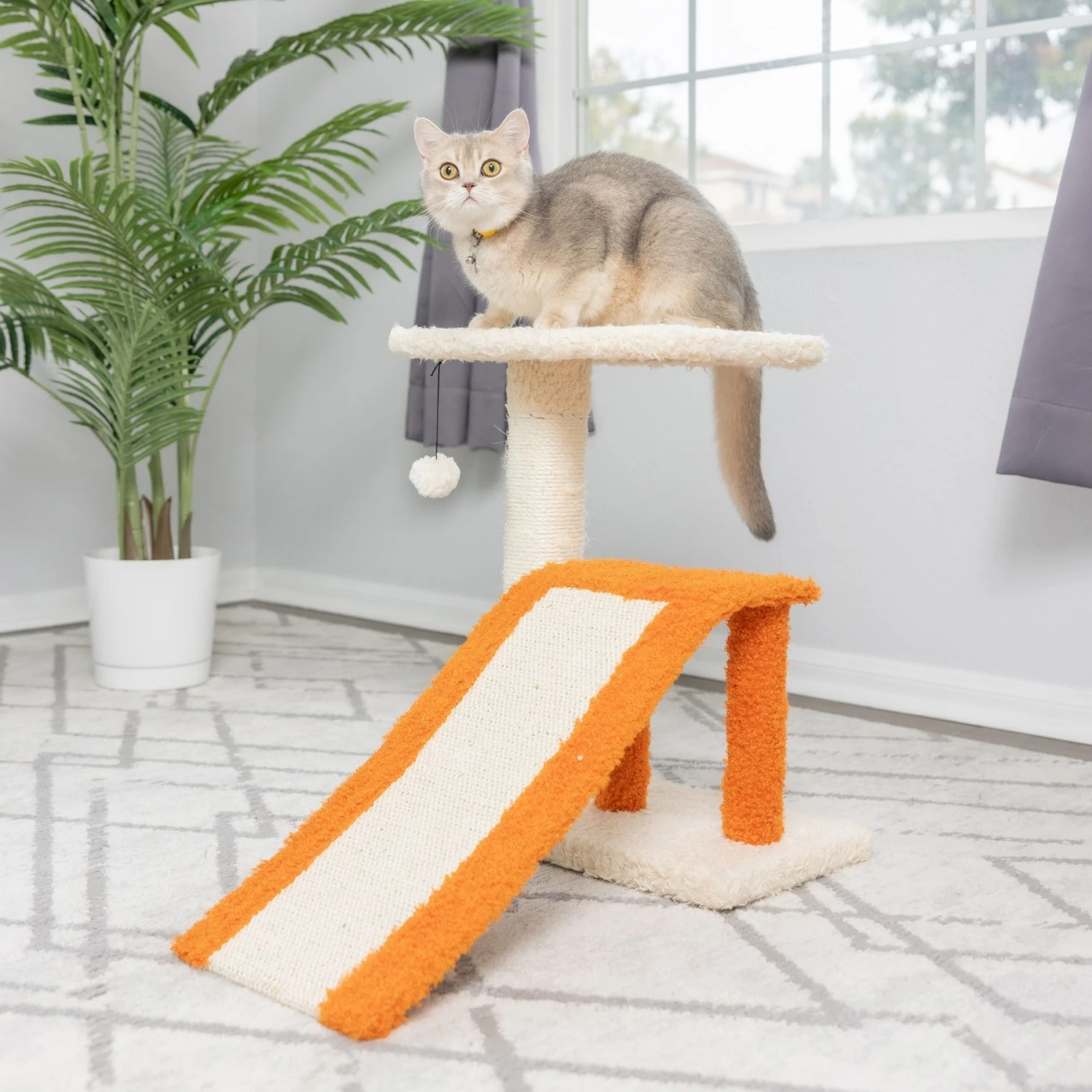 Armarkat Real Wood Sisal Carpet Ramp & Two-Level Platform Cat Tree 4 Armarkat Real Wood Sisal Carpet Ramp & Two-Level Platform Cat Tree - Image 2