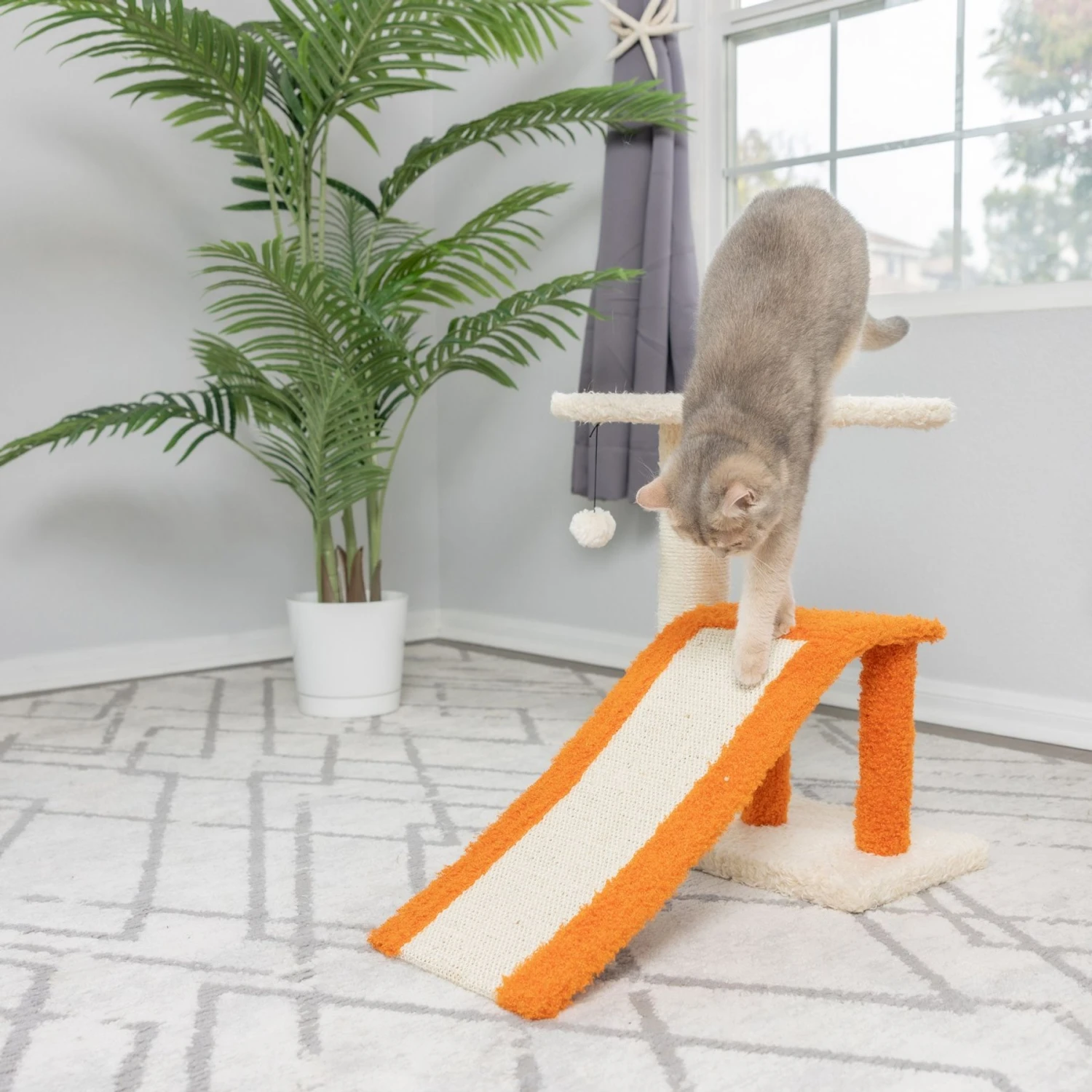 Armarkat Real Wood Sisal Carpet Ramp & Two-Level Platform Cat Tree 5 Armarkat Real Wood Sisal Carpet Ramp & Two-Level Platform Cat Tree - Image 3