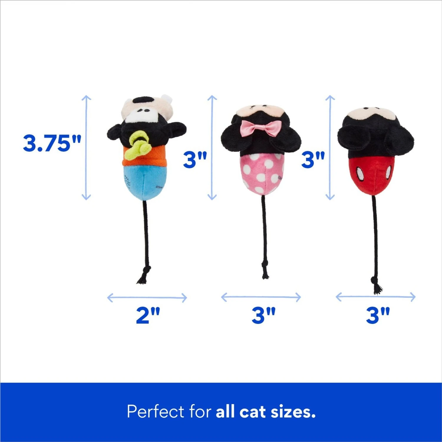 Disney Mickey & Friends Plush Mice Cat Toy With Catnip, 3 Count 4 Disney Mickey & Friends Plush Mice Cat Toy With Catnip, 3 Count - Image 2