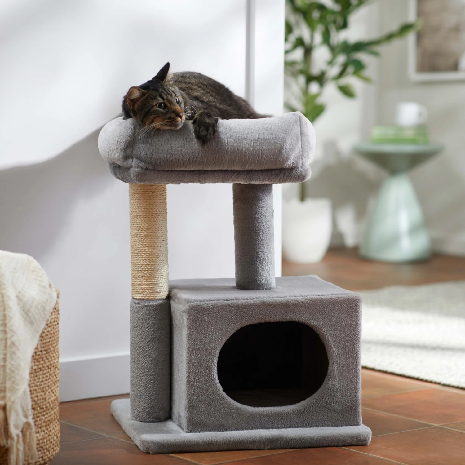 Frisco 24.8-in Faux Fur Cat Tree & Condo 3 Frisco 24.8-in Faux Fur Cat Tree & Condo