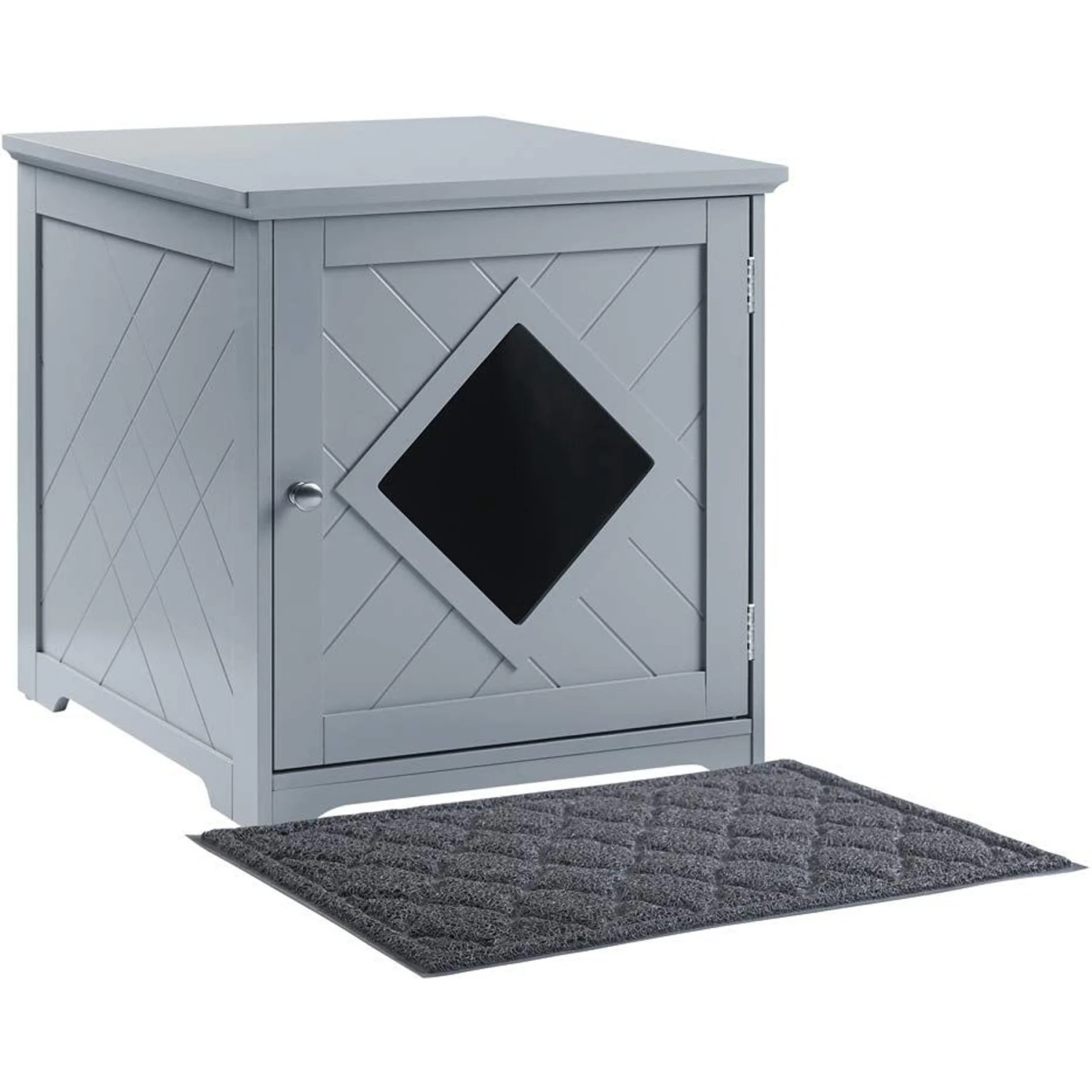 Unipaws Decorative Diamond-Design Cat Litter Box Enclosure 5 Unipaws Decorative Diamond-Design Cat Litter Box Enclosure - Image 3