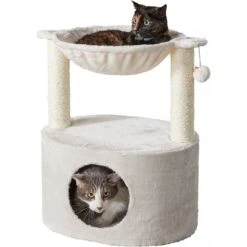 Two By Two The Holly 23.6-in Plush Cat Tree & Condo, Cream -Cat Supplies 251774 PT2. AC SS1800 V1600292759