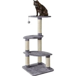 Two By Two The Cypress 41.7-in Plush Cat Tree, Grey -Cat Supplies 251780 PT2. AC SS1800 V1600291861