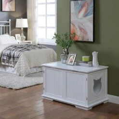 Sweet Barks Wooden Washroom Bench Cat Litter Box Enclosure 13 Sweet Barks Wooden Washroom Bench Cat Litter Box Enclosure -Cat Supplies 258683 PT4. AC SS1800 V1603834592