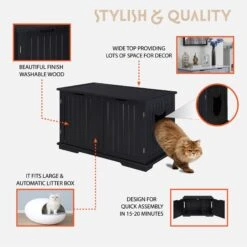 Sweet Barks Wooden Washroom Bench Cat Litter Box Enclosure 14 Sweet Barks Wooden Washroom Bench Cat Litter Box Enclosure -Cat Supplies 258683 PT5. AC SS1800 V1603833727