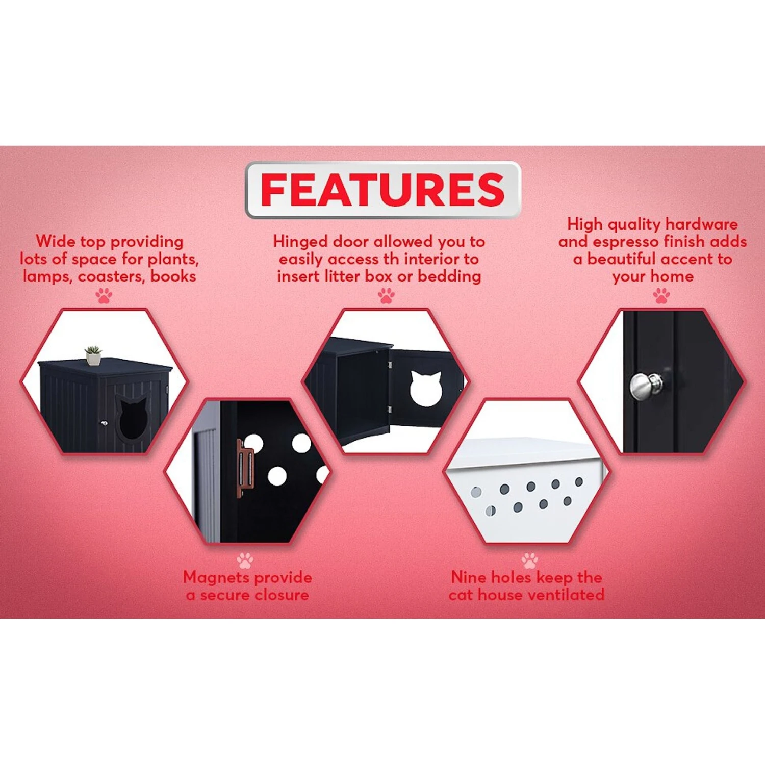 Sweet Barks Wooden Side Table Cat Litter Box Enclosure 6 Sweet Barks Wooden Side Table Cat Litter Box Enclosure - Image 4