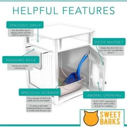 Sweet Barks Wooden Nightstand Cat Litter Box Enclosure 12 Sweet Barks Wooden Nightstand Cat Litter Box Enclosure -Cat Supplies 258689 PT4. AC SS1800 V1607642835