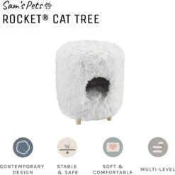 Sam's Pets Rocket 18-in Cat Tree Cylinder, White -Cat Supplies 261860 PT1. AC SS1800 V1634934105