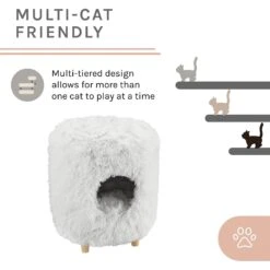 Sam's Pets Rocket 18-in Cat Tree Cylinder, White -Cat Supplies 261860 PT2. AC SS1800 V1634934107