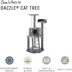 Sam's Pets Dazzle 47-in Cat Scratching Tree, Gray -Cat Supplies 261898 PT2. AC SS1800 V1635094645