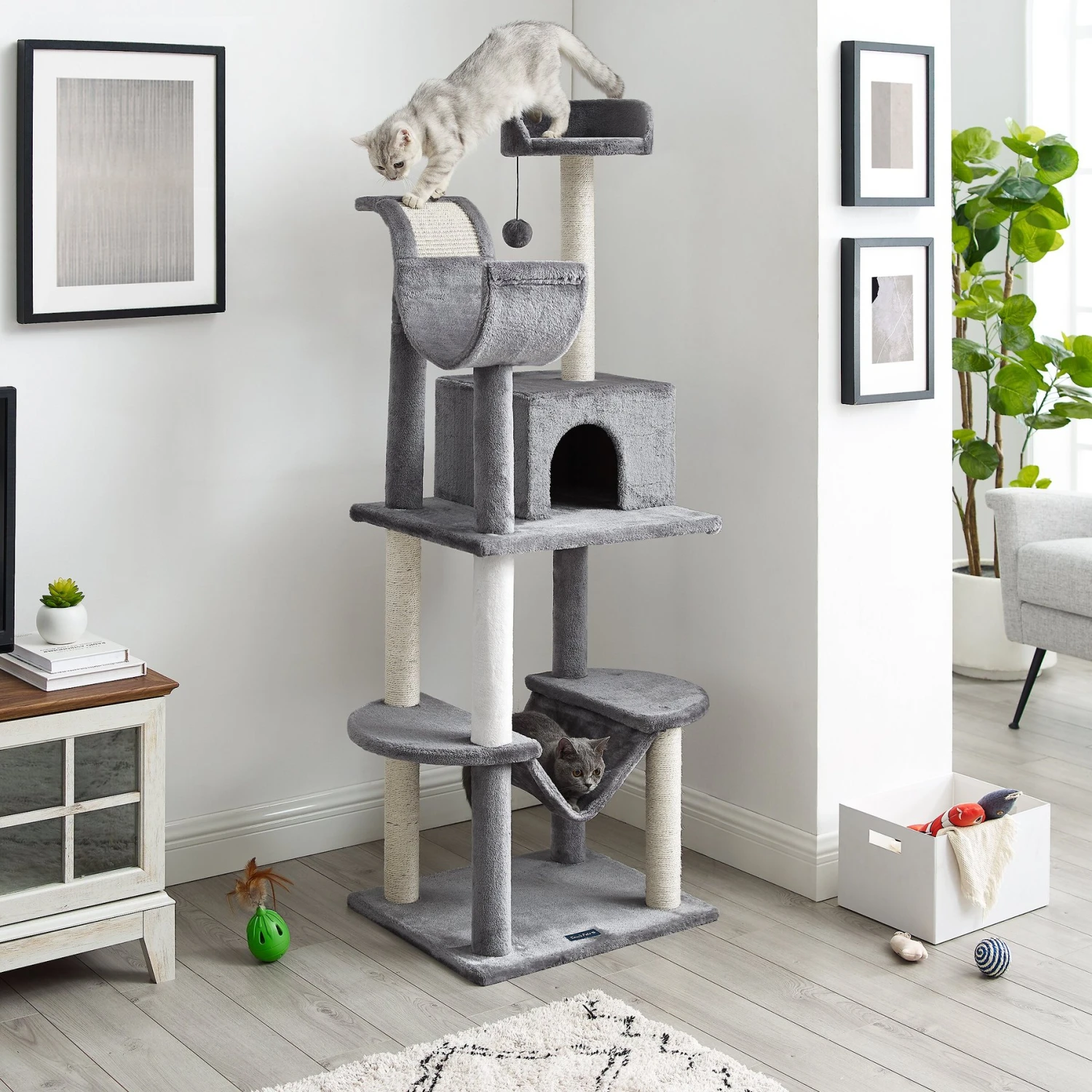 Sam's Pets Submarine 60-in Gray Hard Box Cat Tree, Gray 4 Sam's Pets Submarine 60-in Gray Hard Box Cat Tree, Gray - Image 2