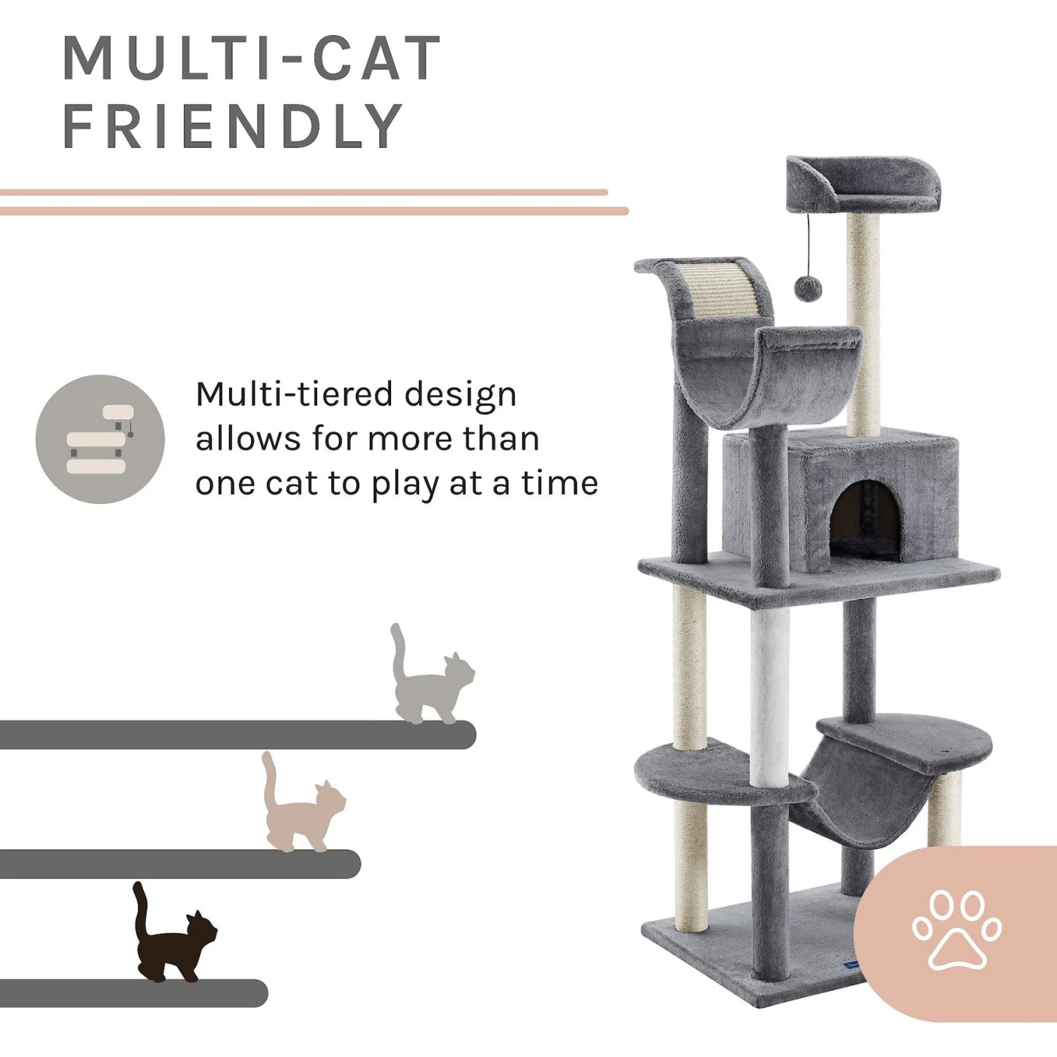 Sam's Pets Submarine 60-in Gray Hard Box Cat Tree, Gray 6 Sam's Pets Submarine 60-in Gray Hard Box Cat Tree, Gray - Image 4