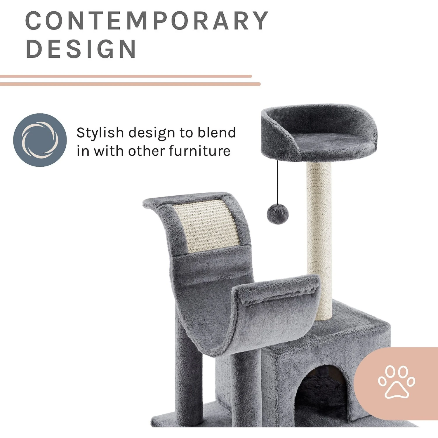 Sam's Pets Submarine 60-in Gray Hard Box Cat Tree, Gray 7 Sam's Pets Submarine 60-in Gray Hard Box Cat Tree, Gray - Image 5