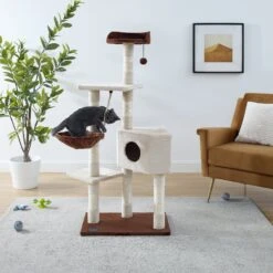 Sam's Pets Sam 54-in Cat Tree, White -Cat Supplies 261906 PT1. AC SS1800 V1635094289
