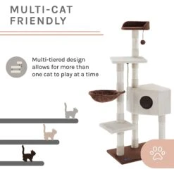 Sam's Pets Sam 54-in Cat Tree, White -Cat Supplies 261906 PT3. AC SS1800 V1635017478